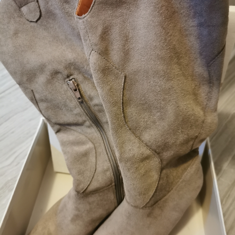 Suede Western style knee high boots
